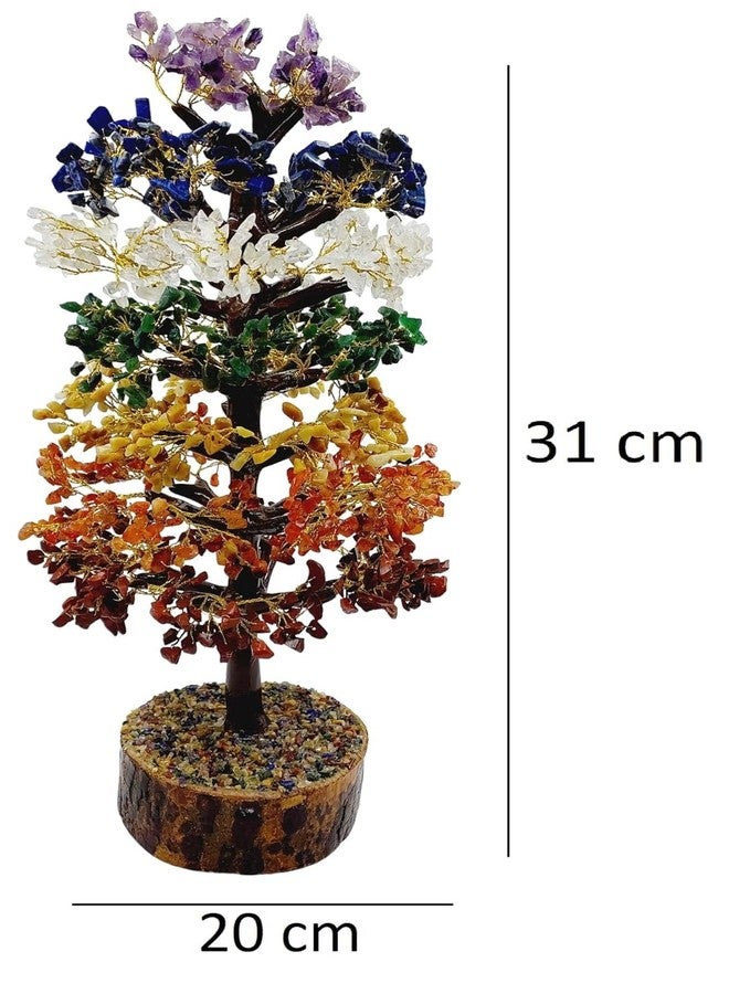 ART FLAUNTS Seven Chakra Gemstone Crystal Bonsai Tree for Good Luck, Wealth & Prosperity Home Office Décor Spiritual Gift | Multicolor Chakra Tree, Big Size - Image 2